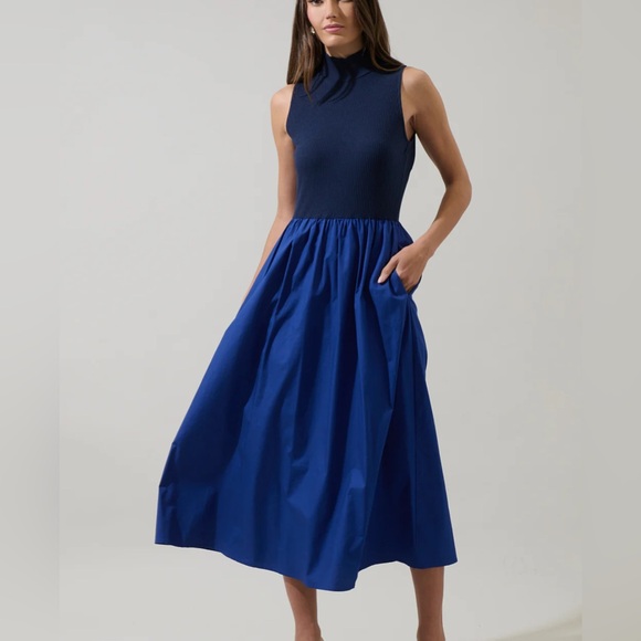 Sugarlips Dresses & Skirts - Sugarlips Grady Sleeveless Navy and Blue sleeveless Midi Dress New